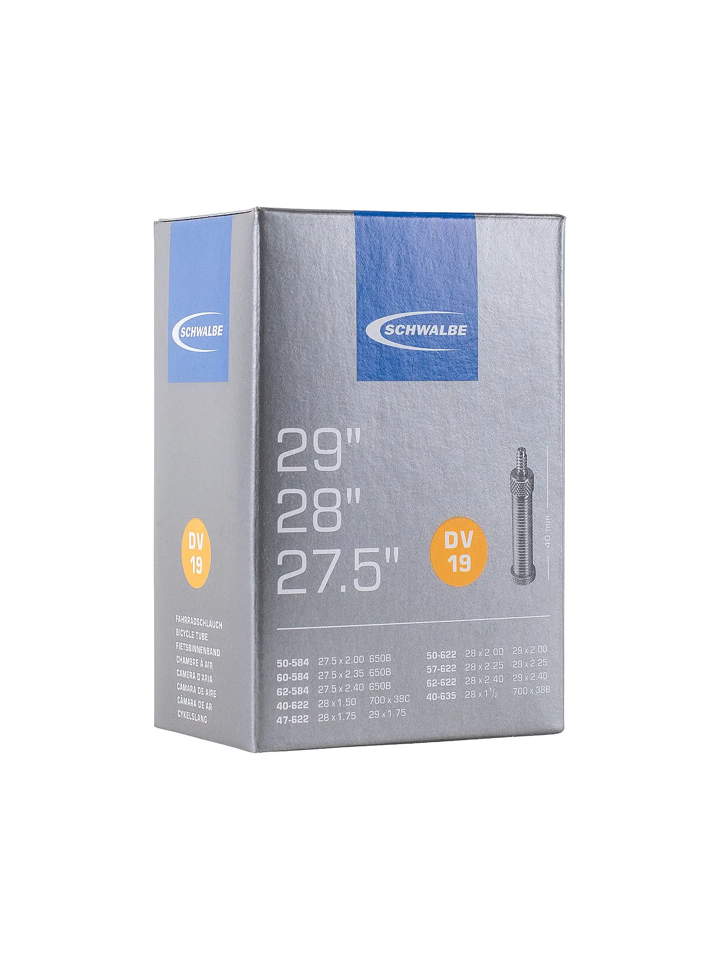 SCHWALBE | Fahrradschlauch Nr.19 DV40 (27.5"/28"/29") | 